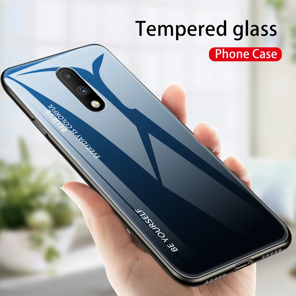Градиентный чехол для OnePlus 7 7Pro 1+ 6 1+ 6 T One Plus 1+ 7 1+ 7Pro 6 6 T 6 T Жесткий ПК+ Силиконовый мягкий чехол для телефона из закаленного стекла