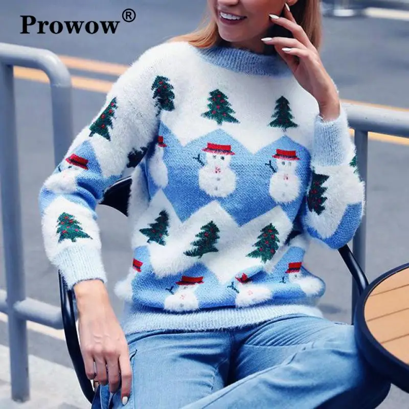 Long Sleeve Christmas Snowman Knitted Pullover Sweater Women O-neck Kawaii Loose Autumn Winter Clothes 2020 Casual Jumper Top | Женская