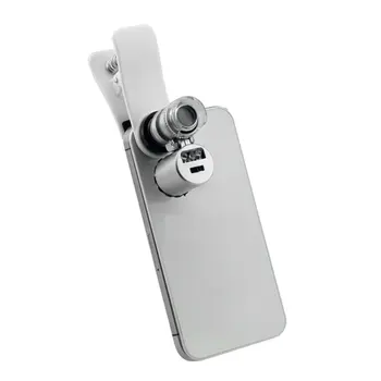 

60x Clip on Magnifier For Phone Camera Universal Smartphone Mini Microscope Loupe Magnifying Glass With Led Lights Batteries
