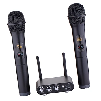 

Wireless UHF Microphone Mic Set Display Screen for Indoor Karaoke Party
