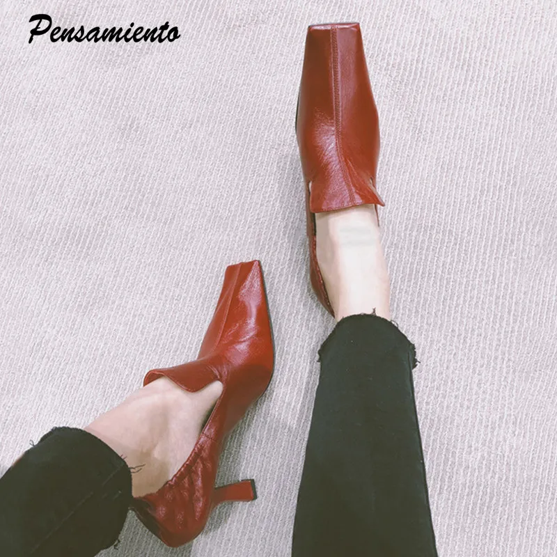 Женские туфли лодочки в Звездном стиле Винтажные офисные женские с квадратным