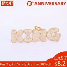 Custom Name Bubble Letters Chain Pendants Necklaces Men's Charms Zircon Hip Hop Jewelry With Gold Silver Tennis Chain