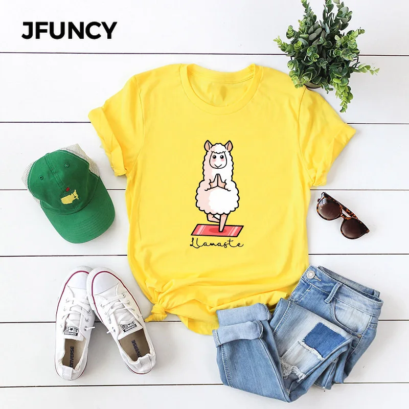 Повседневная Женская футболка JFUNCY размеры 4XL 5XL женская с забавным принтом летняя