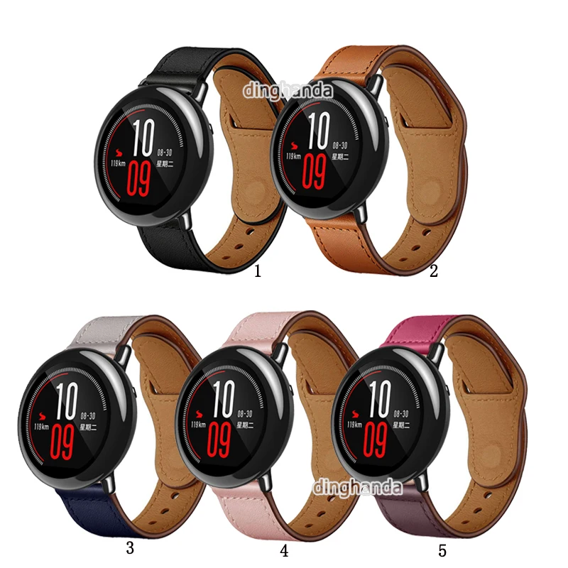 Ремешок кожаный для часов Huami Amazfit PACE сменный Браслет GTS GTR 2 Stratos Bip 22