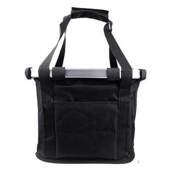 

NEW-Bicycle Basket Aluminum Frame Quick Release Separation Design Detachable Front Handlebar Folding Bike Pet Bag Black