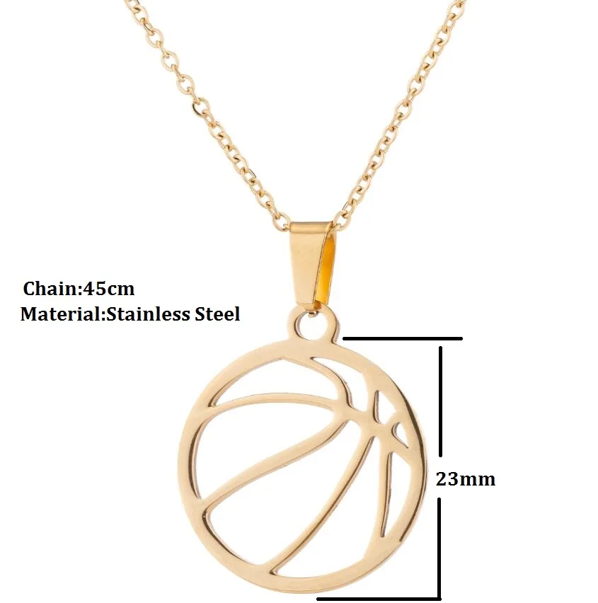 Hfarich баскетбольное ожерелье из нержавеющей стали для детей, для мальчиков, геометрическое ожерелье, ювелирное Подарочное колье