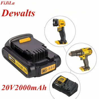 

Original 20V 2000mAh Li-Ion Tools Battery Replacement Rechargeable lithium batteries with lamp for DeWalt DCB201 DCB203 DCB205