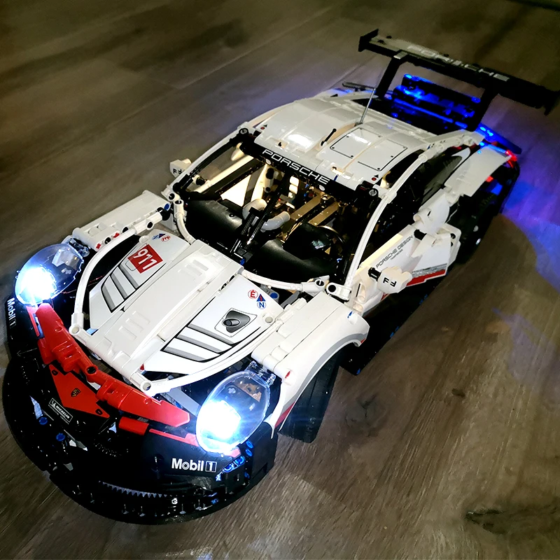 20097 серии RSR Technic супер машина 1580 шт 911RSR king 90066 строительные блоки кирпичи 42096 игрушки Рождественские украшения - Цвет: Including the lights