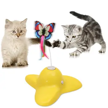 

Interactive Funny Pet Toys Electric Rotating Butterfly Spinning Cat Teaser Electric Pet Cat Toy (Yellow/White)