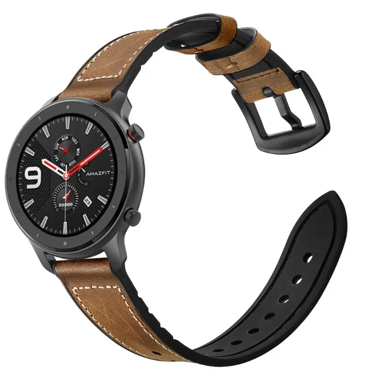 Ремешок для часов из натуральной кожи ремешок для AMAZFIT GTR 42 мм/47 мм Смарт часы A5YA - Цвет: Dark Brown