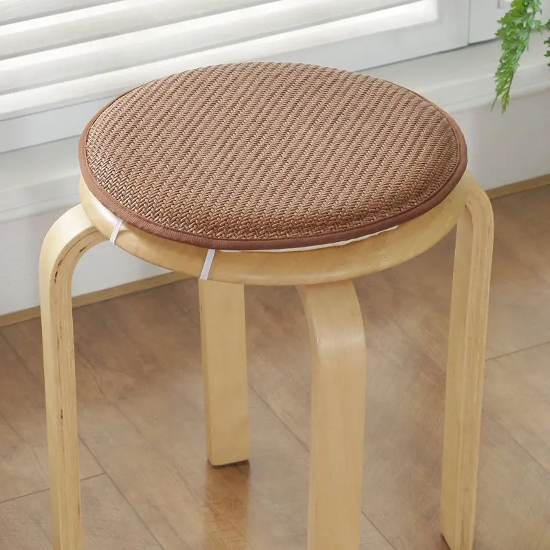 Brown-Rattan Табурет Круглая Подушка Нескользящая печать мягкий открытый обеденный стул ротанг коврик и губка домашний декор простые шелковые напольные подушки 1P - Цвет: Brown-Rattan