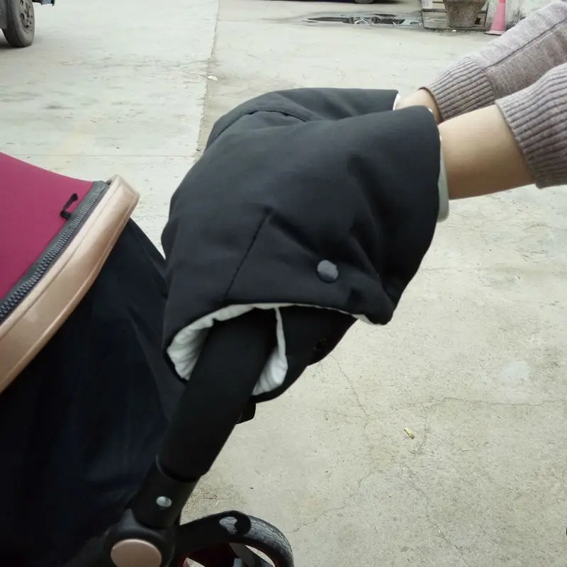 Зимняя Толстая плюшевая Водонепроницаемая коляска, муфта для рук, детская коляска для новорожденного, чехол на руль для родителей, ветрозащитная перчатка, рукавица, сумка, грелка