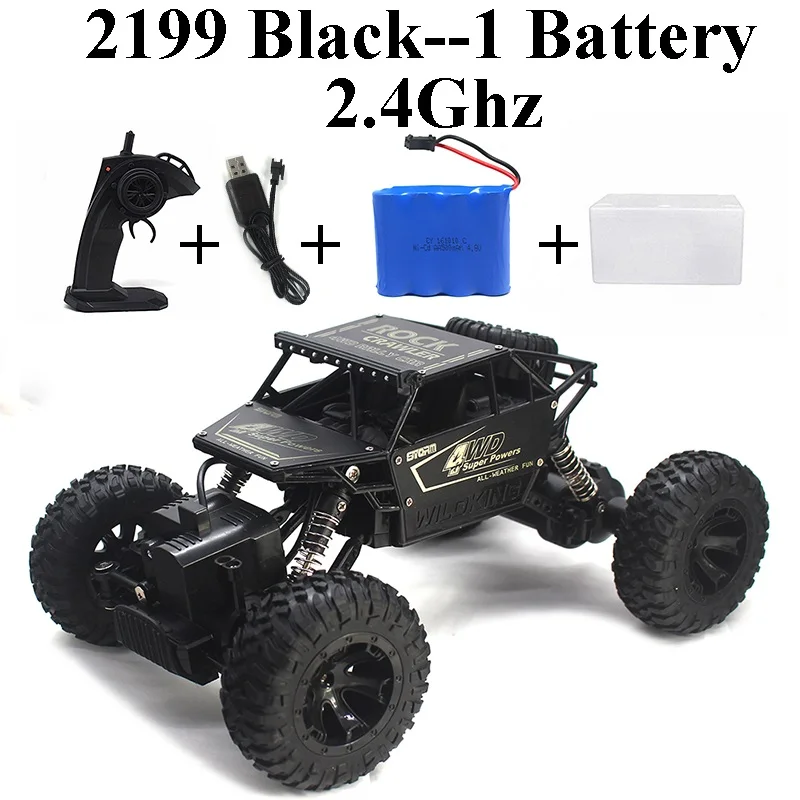 Black-Set-1 Бренд Rock Crawler 1:18 4WD Радиоуправляемая машинка из металлического сплава, игрушки на радиоуправлении, игрушки для детей и мальчиков, подарки 2199 - Цвет: Black-Set-1