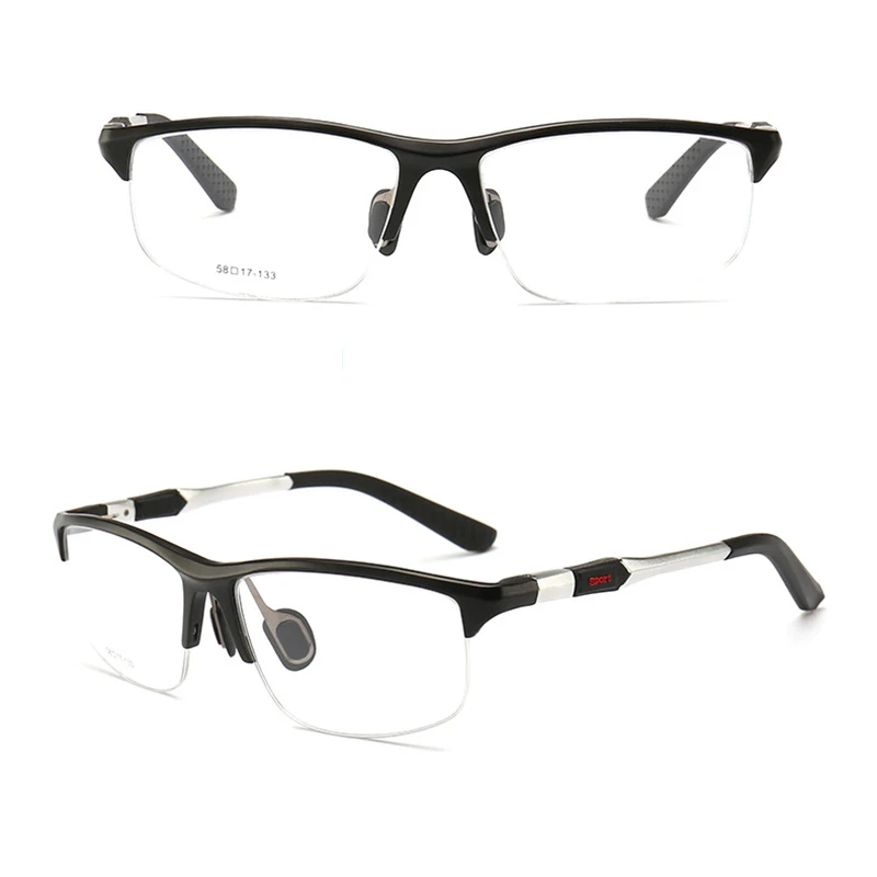 Оптическая оправа для очков для мужчин, очки по рецепту, очки из алюминиево-магниевого сплава с полуободом, мужские очки, оправа из сплава, очки