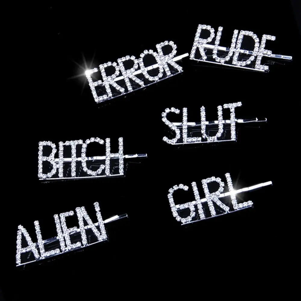 

2019 korea Fashion Shiny Rhinestone Crystal Letter Word Hairpin Women Styling Tool Hairgrip Diamond Hair Accessories New