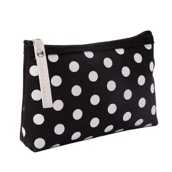 

Fashion Women Portable Dot Print Zipper Makeup Toiletry Storage Pouch Key Cards Coin Phone Bag