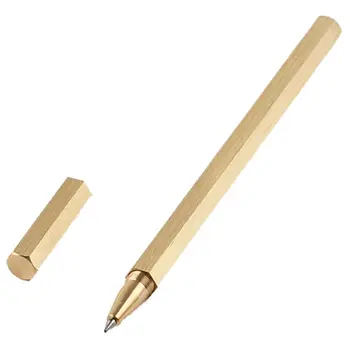 

Hexagon 0.5mm Gel ink Pen Handmade Brass Liquid ink Roller ball Pen Classic Dropship