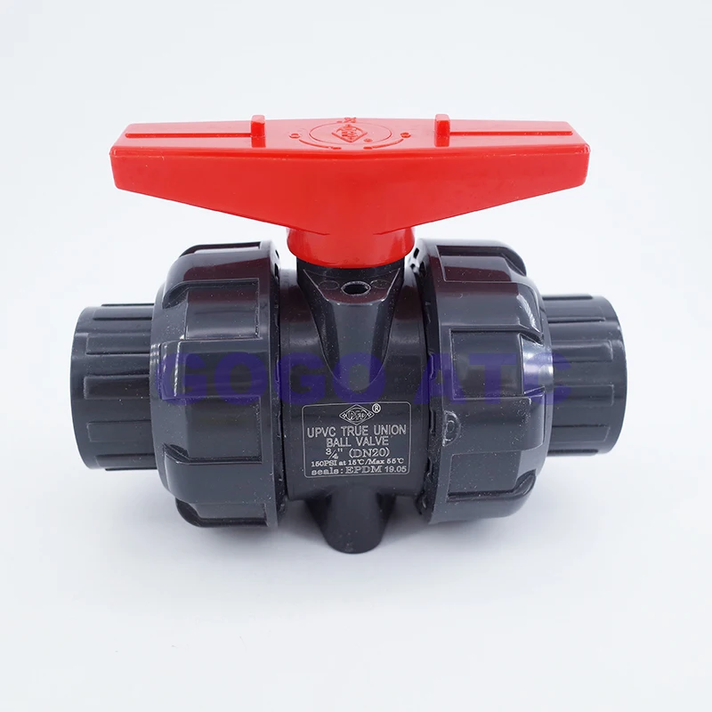 Истинный шаровой клапан соединения НПВХ DN15/DN20/DN25 пластиковый ручной 150 PSI