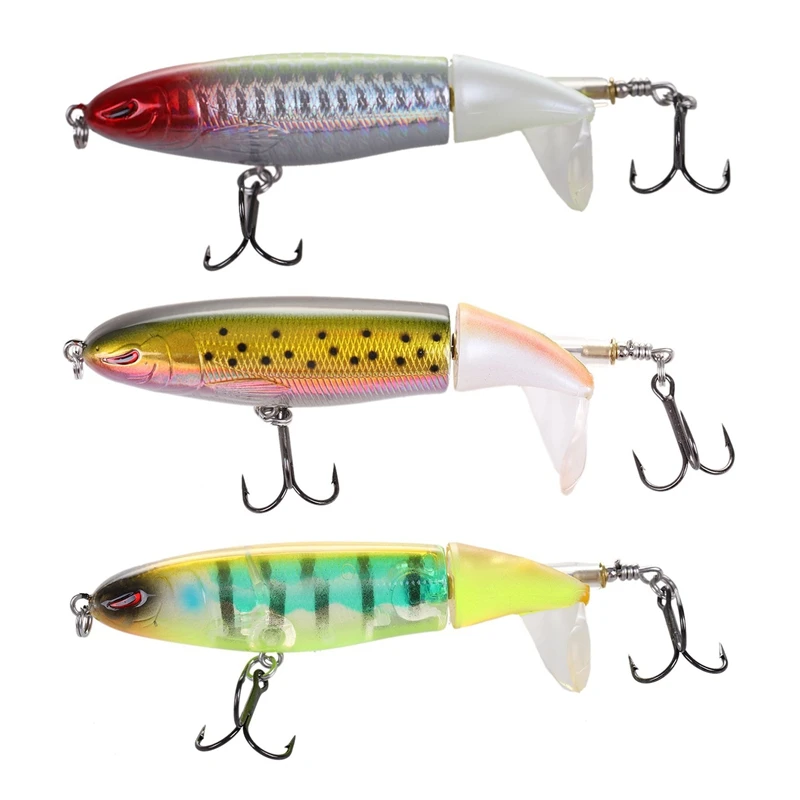 

Whopper Popper Topwater Fishing Lure 13G 9Cm Artificial Bait Hard Fishing Plopper Hook Soft Rotating Tail Fishing Tackle 4# & 3#
