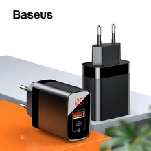 Baseus цифровой дисплей Быстрая зарядка 3,0 USB зарядное устройство PD 3,0 Мобильный телефон быстрое зарядное устройство для iPhone быстрое зарядное устройство для samsung s10