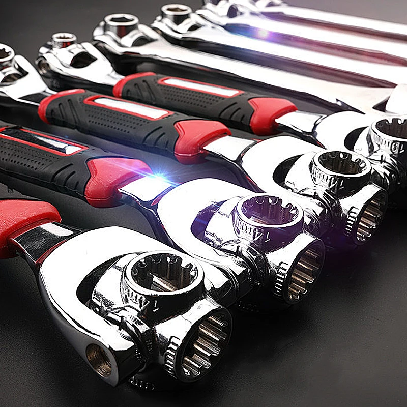 

Tiger Universal Socket Wrench 8 in 1 multi Tools 360 Degree Ratchet adjustable double-headed wrench Furniture Car Repair
