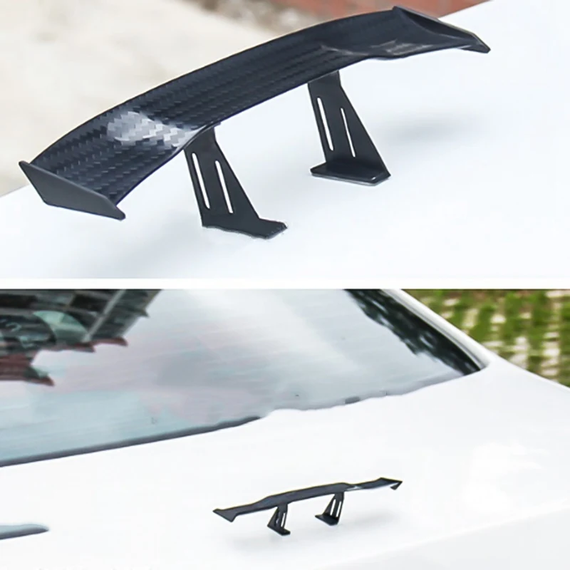 

Car Styling Tail Wing Decoration Model Carbon Fiber Twill Look GT Tiny Mini Racing Rear Small Wing Spoiler Decoration