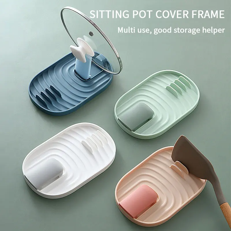 

Pot Lid Storage Rack Household Spoon Spatula Pad Shelf Multifunction Truner Frame Hungable Kitchen Tool Gadget 2020 New Good