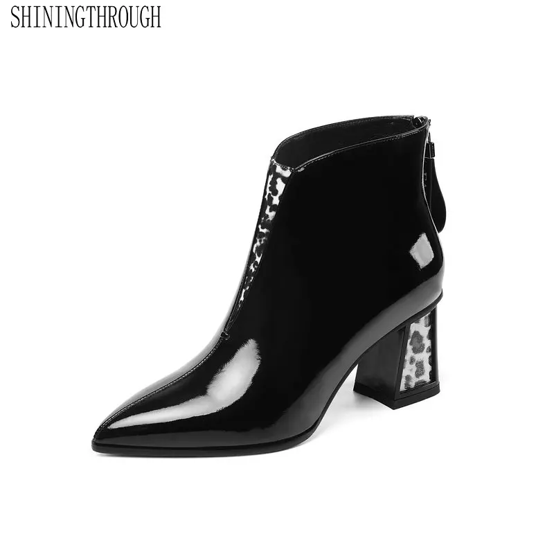 

Boots Women Ankle Boots Autumn Winter Warm High Heels Shoes Genuine Leather Round Toe Party Elegant Shoes Woman