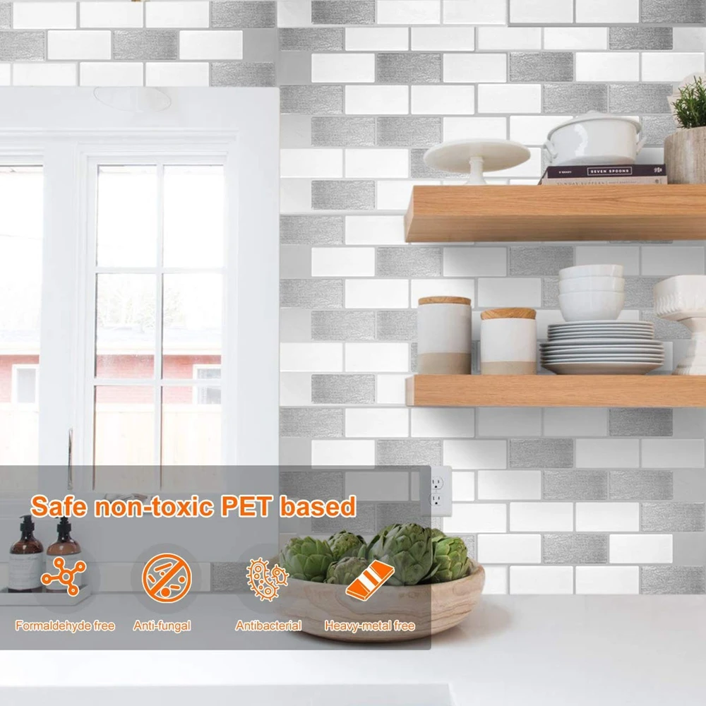 Vividtiles настенные Стикеры серо белые клеящиеся для самостоятельной сборки