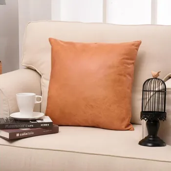 

Solid Color Faux Leather for Couch Sofa Throw Pillow Case For Sofa Solid Home Decorative Pillowcase 45CMx45CM 5 color Cushion