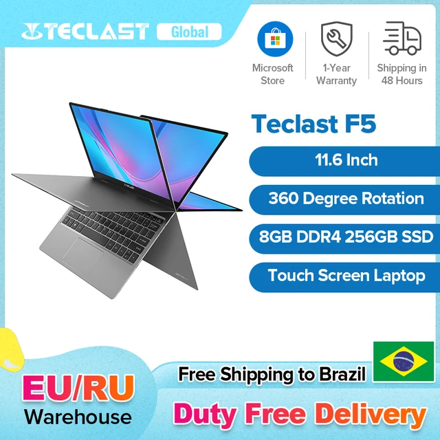 Teclast F5 11.6'' Touch Screen Laptop 8GB DDR4 256GB SSD Windows 10 Notebook Intel N4100 1920X1080 IPS Type-C 360 Flip&Fold PC 1
