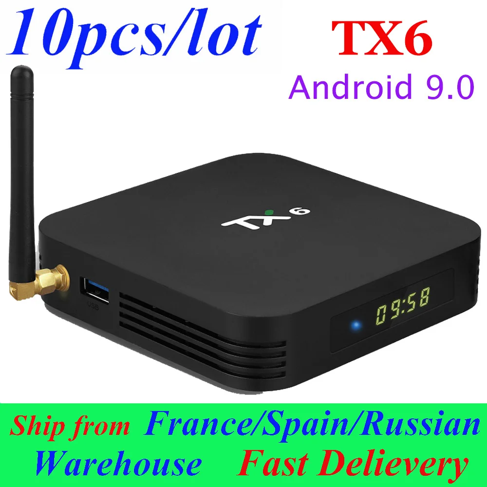 ТВ-приставка TX6 на Android 9 0 10 шт./лот 2 ГБ/16 ГБ 4 ГБ/32 ГБ/64 Allwinner H6 4K медиаплеер |