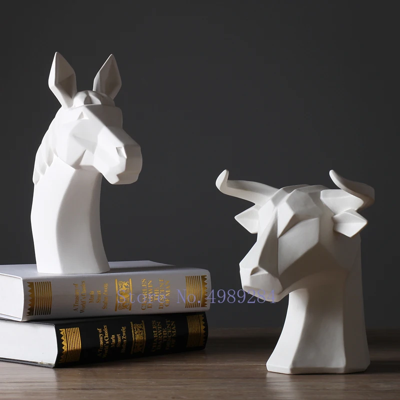 

Nordic Creative ceramics Deer head Animal head geometric Sculpture decoration Modern home Decorative ornaments Crafts gifts