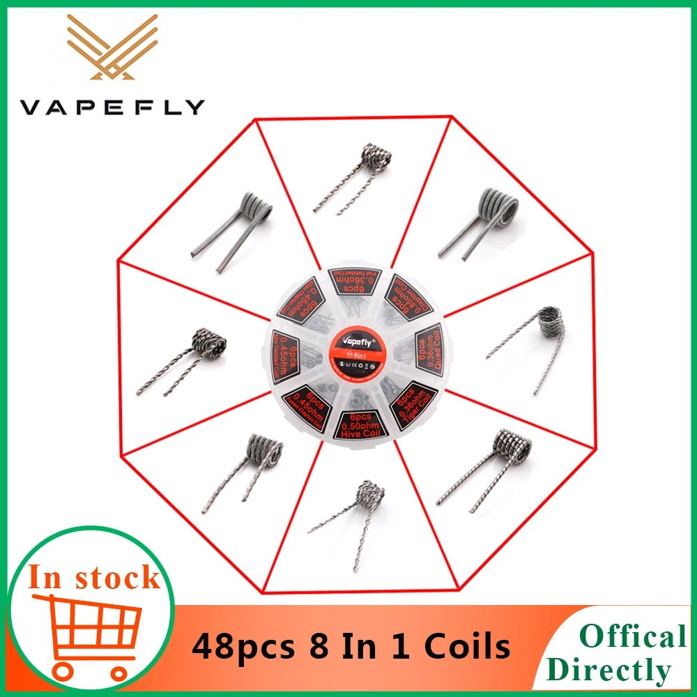 48 шт Vapefly 8 в 1 катушки vapor DIY легко носить с собой Premade предварительно оборудованная