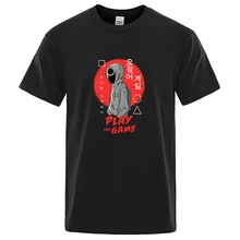 

2021 New Squid Game Round Mask Red Clothes People Printed Male Tshirt Hip-Hop Pure Cotton Short Sleeve Clothe Hip-Hop Man Tshirt
