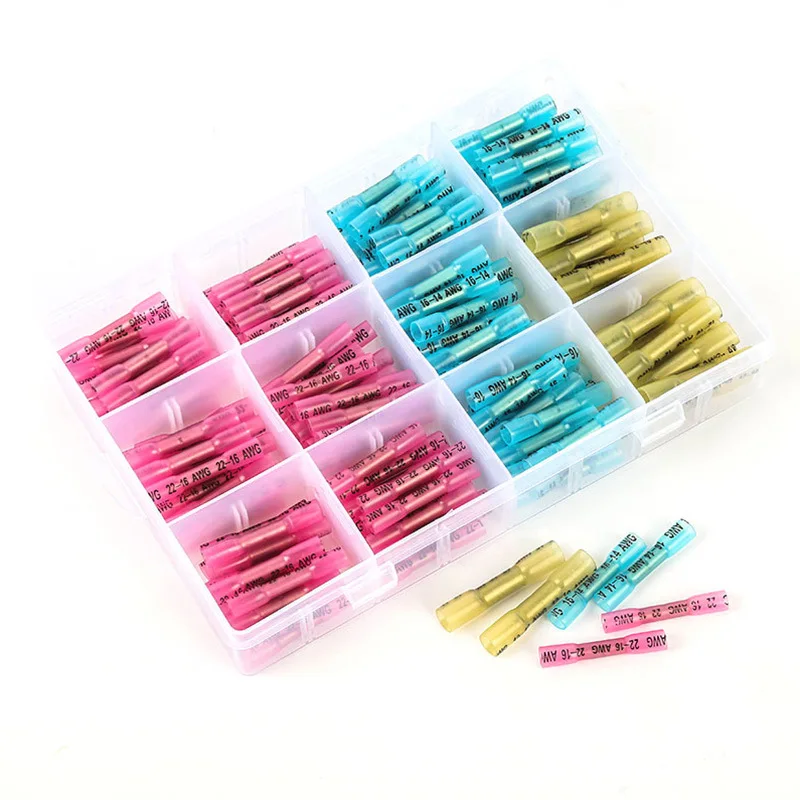 

200pcs/Sets Waterproof Seal Heat Shrink Butt Connectors Mixed Sleeve Tube Electrical Wire Splice Cable Crimp Terminals Kit