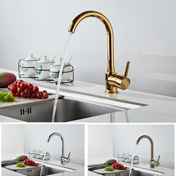 

Brass 3 color Kitchen sink faucet Mixer Cold And Hot Single Handle Swivel Spout Kitchen Water Sink Mixer Tap Faucets HY-1775