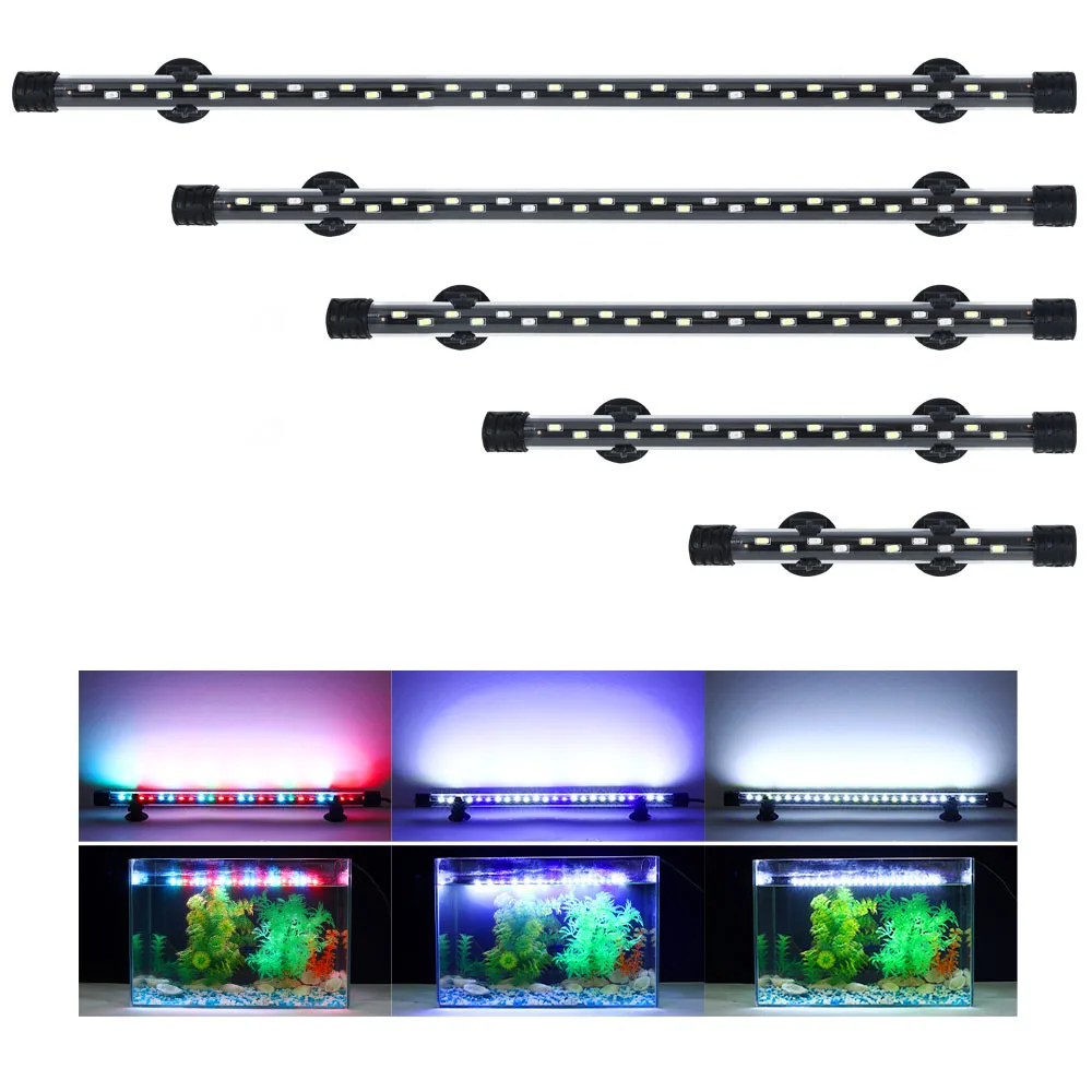 LED Fish Tank Light Indoor Aquarium Decor Lighting Aquatic Lamp Plant Lamp Waterproof Clip Fixed Fish Light 18-58CM 220V EU Plug