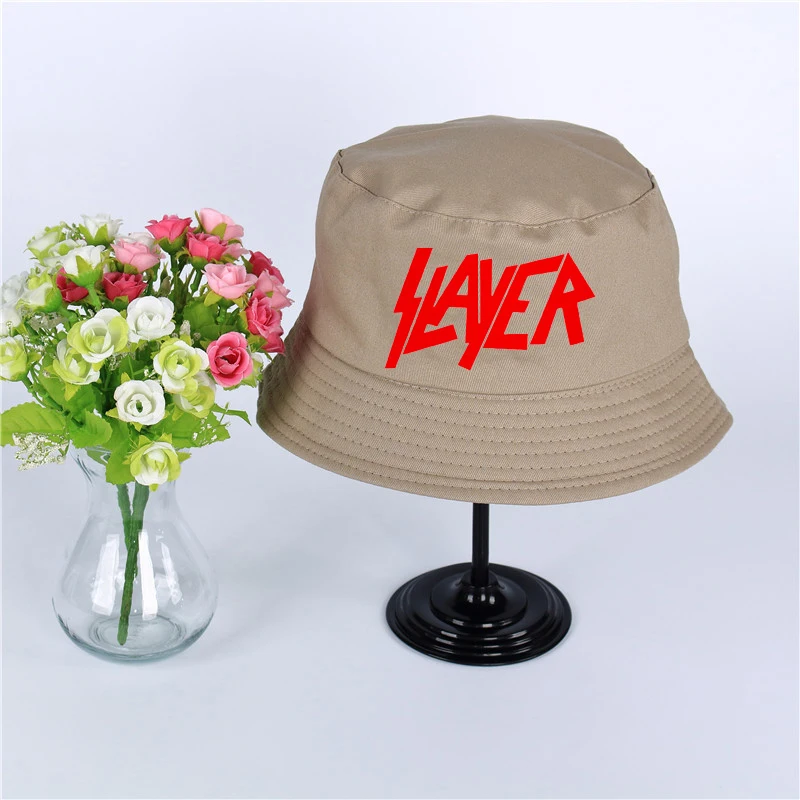 С логотипом Slayer летняя шляпа Женская Мужская Панама, шляпа-Панама Slayer дизайн плоский солнцезащитный козырек рыбалка, рыбак шляпа шляпы с широкими полями - Цвет: Бежевый