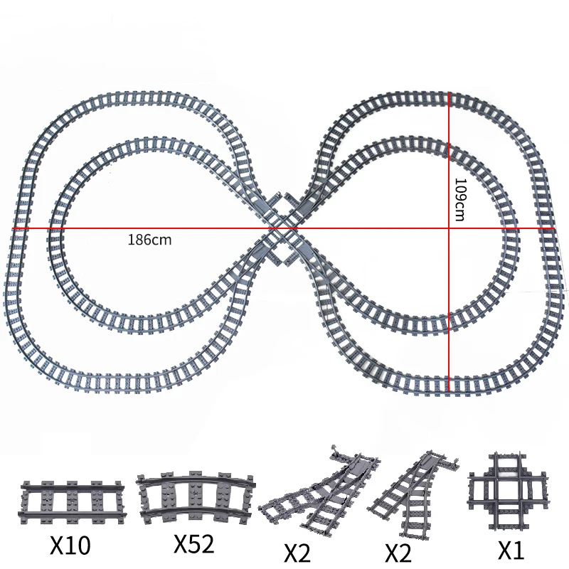 City Trains Flexible Switch Railway Tracks Rails Crossing Forked Straight Curved Building Block Bricks Toys Compatible with 7996 wood blocks for crafts Blocks