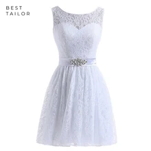 Branco curto vestidos de baile 2021 rendas graduação vestidos de festa cristal faixas o pescoço bonito vestidos de graduação