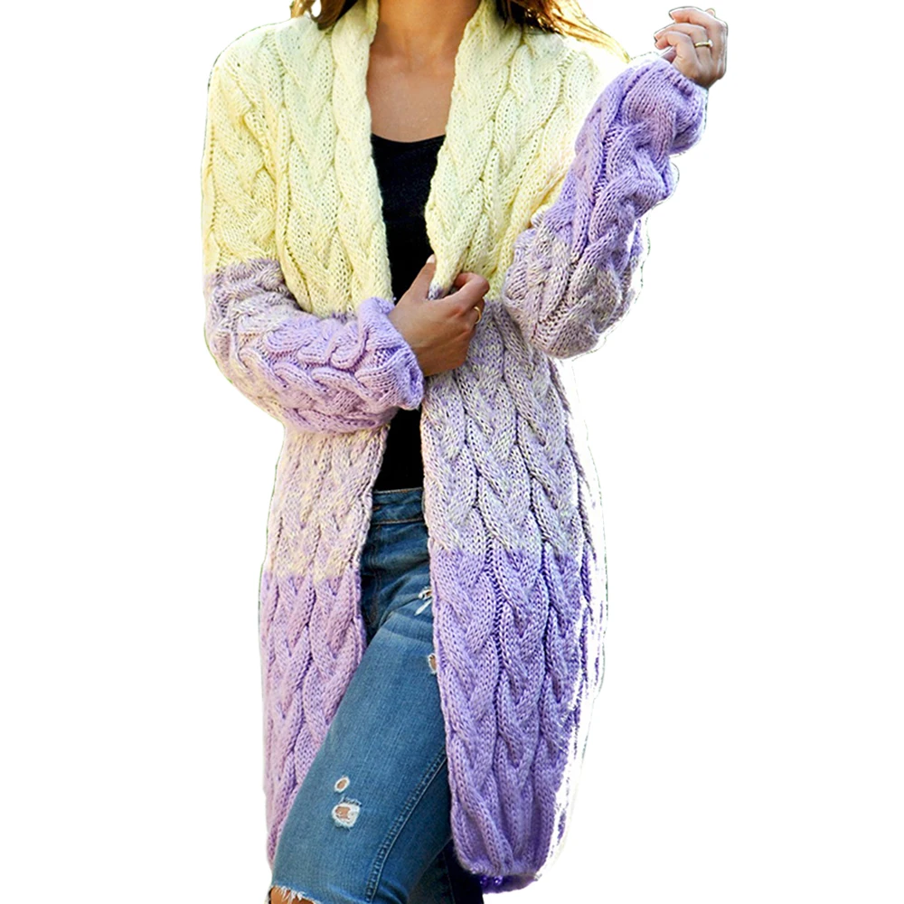 Женский Теплый кардиган осень зима вязаный длинный свитер пальто толстый теплый модный Повседневный женский свитер кардиган уличная - Цвет: A1