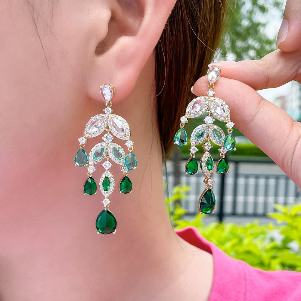 Green & Beige Royal Dangle Earrings