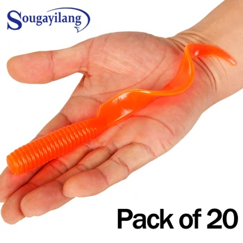 

Sougayilang New Arrival 20Pcs 17cm 12g Soft Fishing Lure Baits Big Soft Worm Baits for Saltwater Freshwater Bass Carp Fishing