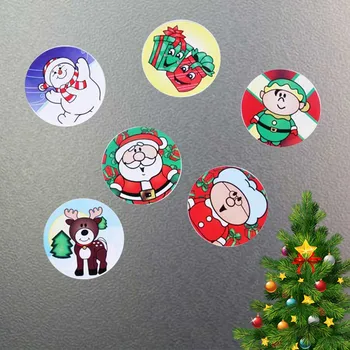 

100 Pcs/pack Reel Christmas Pattern Book Adhesive Roll Sticker Festival Toy Birthday Gift Stationery Decor Round School Reward