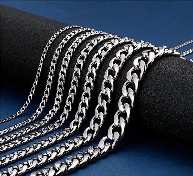 

3meter/lot in bulk stainless steel shiny NK Curb link chain jewelry findings marking DIY 4M/6MM/8MM/12mm