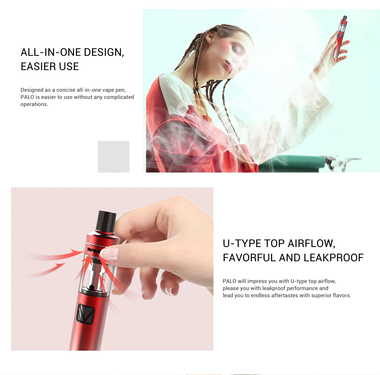 Электронная сигарета Vaptio Vape kit Fusion 1500mah 50W& Palo Kit все-в-одном испаритель батарейный мод для электронных сигарет 0.25ohm