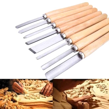 

8/10/12pcs Gouge Lathe Chisel Woodworking Wood Tools Carving Turning Art Kit TN99