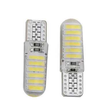 

15pcs Auto T10 W5W LED Bulbs 7020 12Smd Silicone Shell Car Marker Clearance Lights Super Bright Silica Gel Wedge Turn Side Lamp