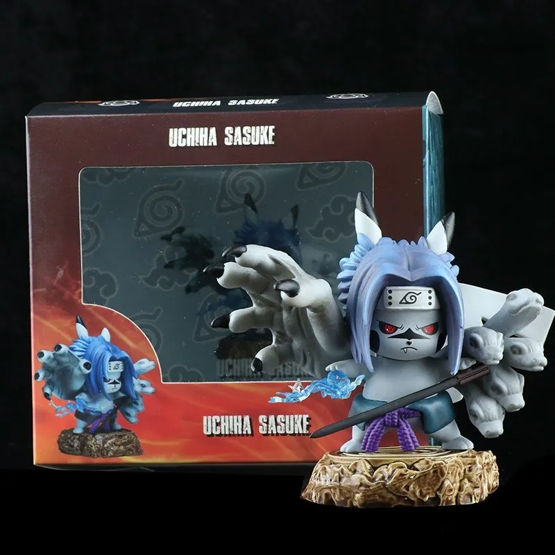 Pokemon Pikachu Uchiha Sasuke Anime Figures Cosplay Naruto Shippuden Pocket Monster Action Figurals Toys PVC Kawaii Doll Model